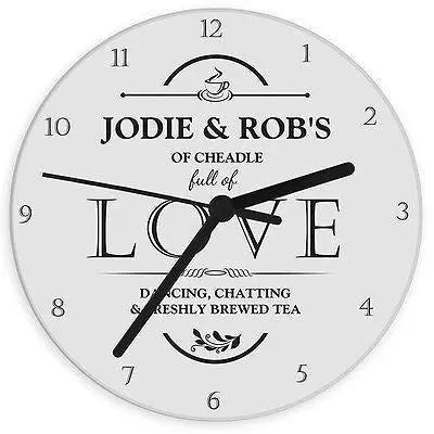 Personalised Full of Love Glass Clock: 2 - Clocks By Gift Moments