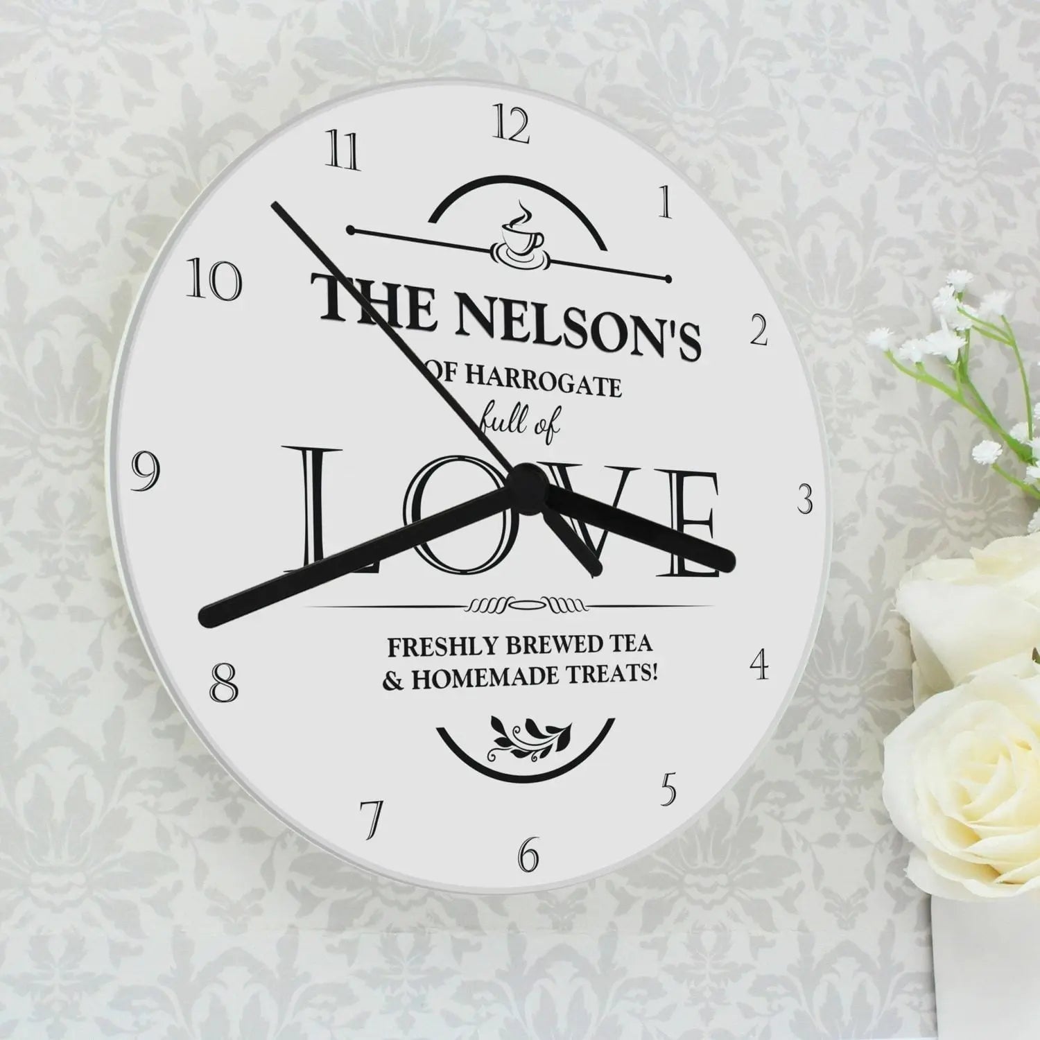Personalised Full of Love Glass Clock: 1 - Clocks By Gift Moments