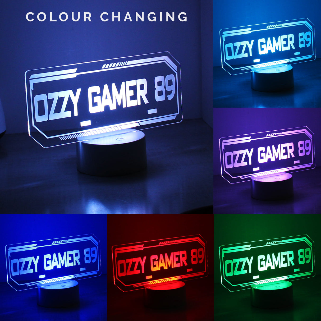 Personalised Gamer Tag LED Colour Changing Night Light: 2 - LED Lighting By Gift Moments