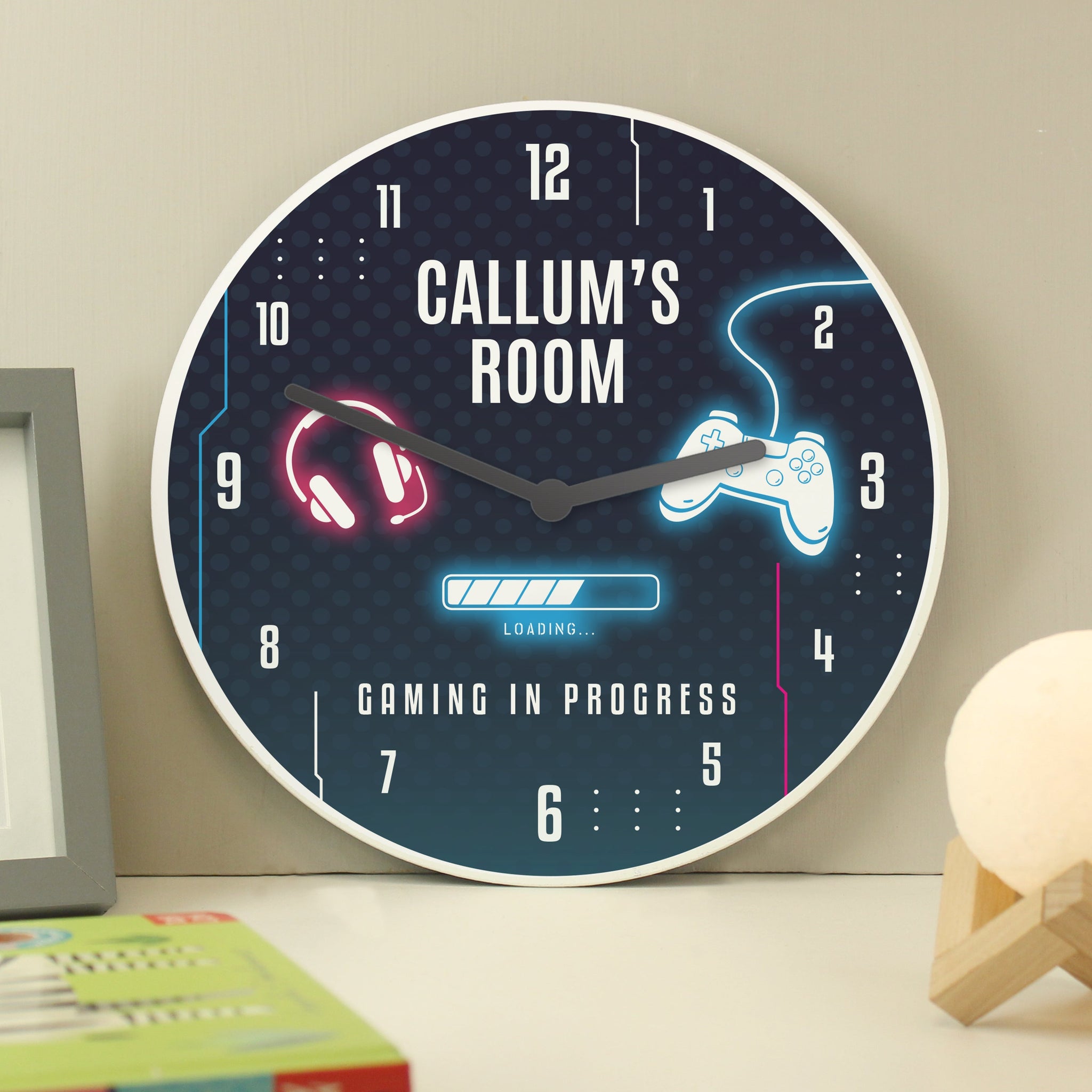 Personalised Gaming Children’s Wall Clock: 2 - Clocks By Gift Moments