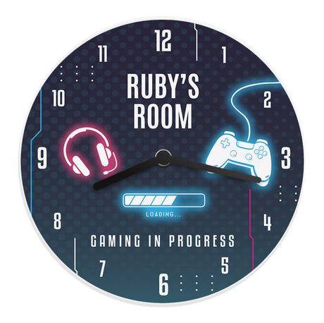 Personalised Gaming Children’s Wall Clock: 5 - Clocks By Gift Moments