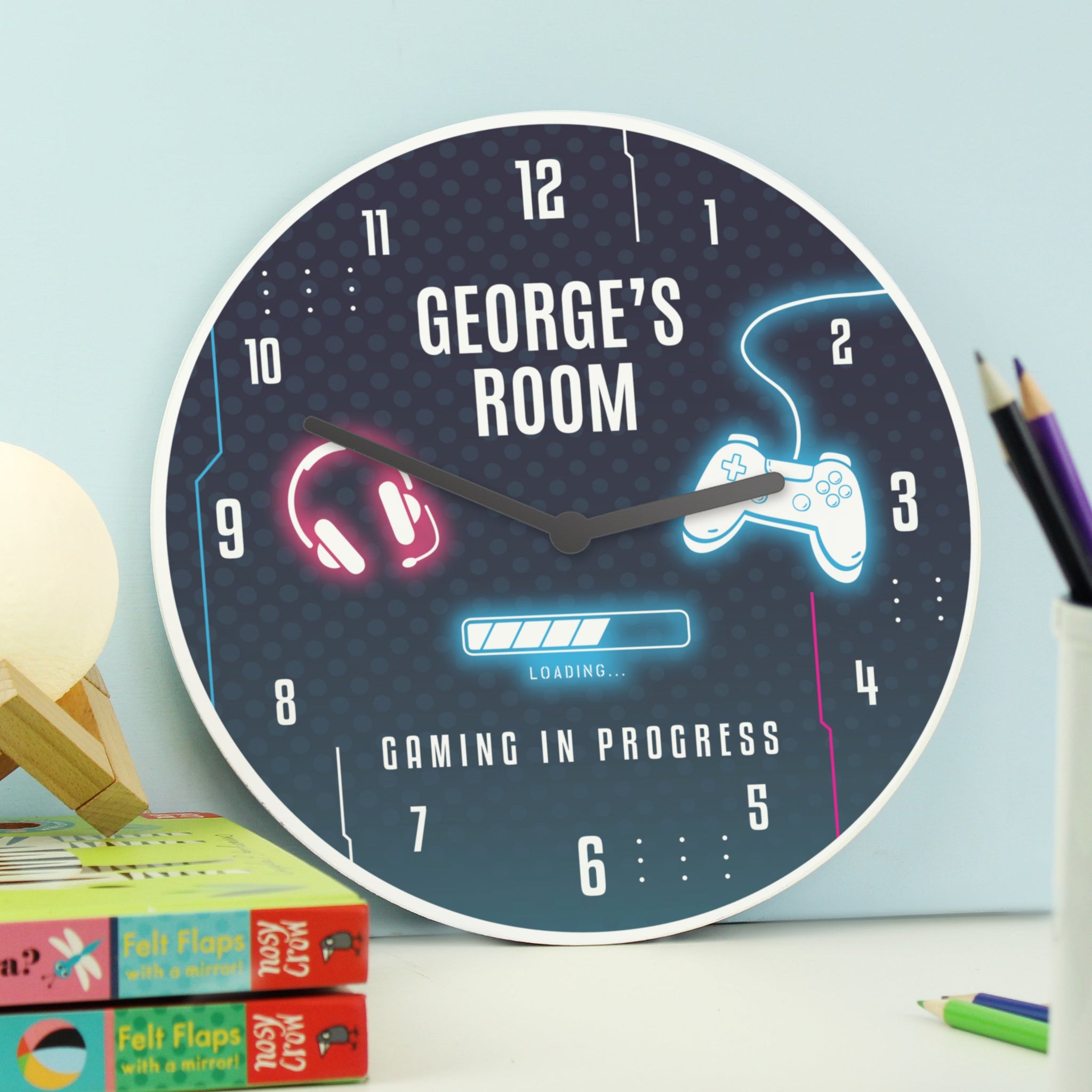 Personalised Gaming Children’s Wall Clock: 1 - Clocks By Gift Moments
