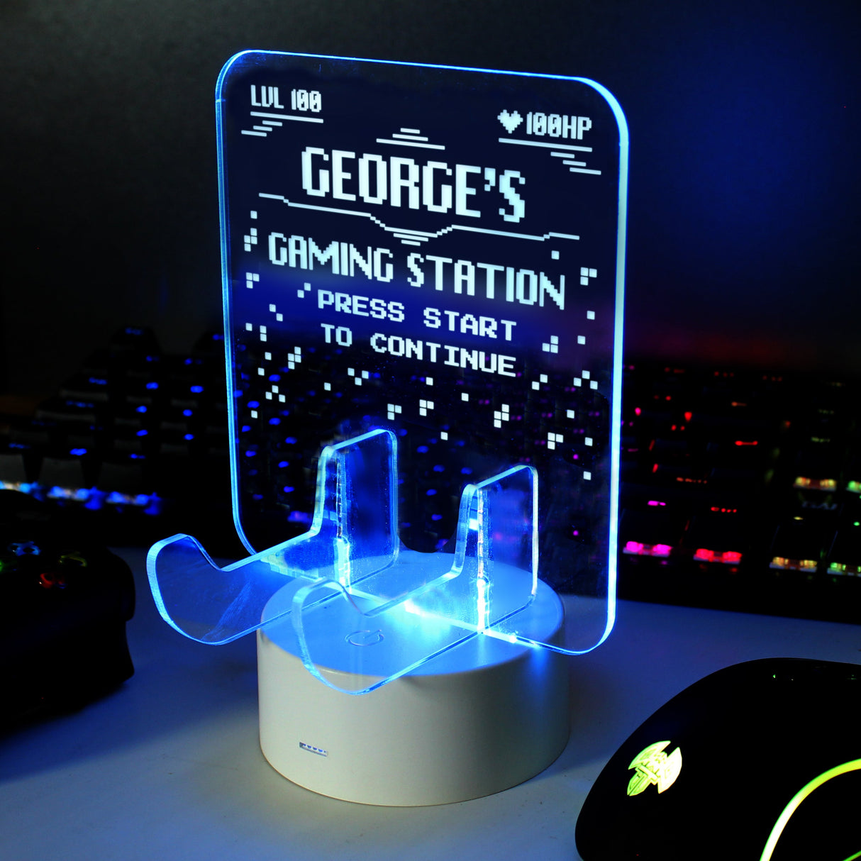 Personalised Gaming Controller Holder LED Colour Changing Light: 3 - Gaming By Gift Moments