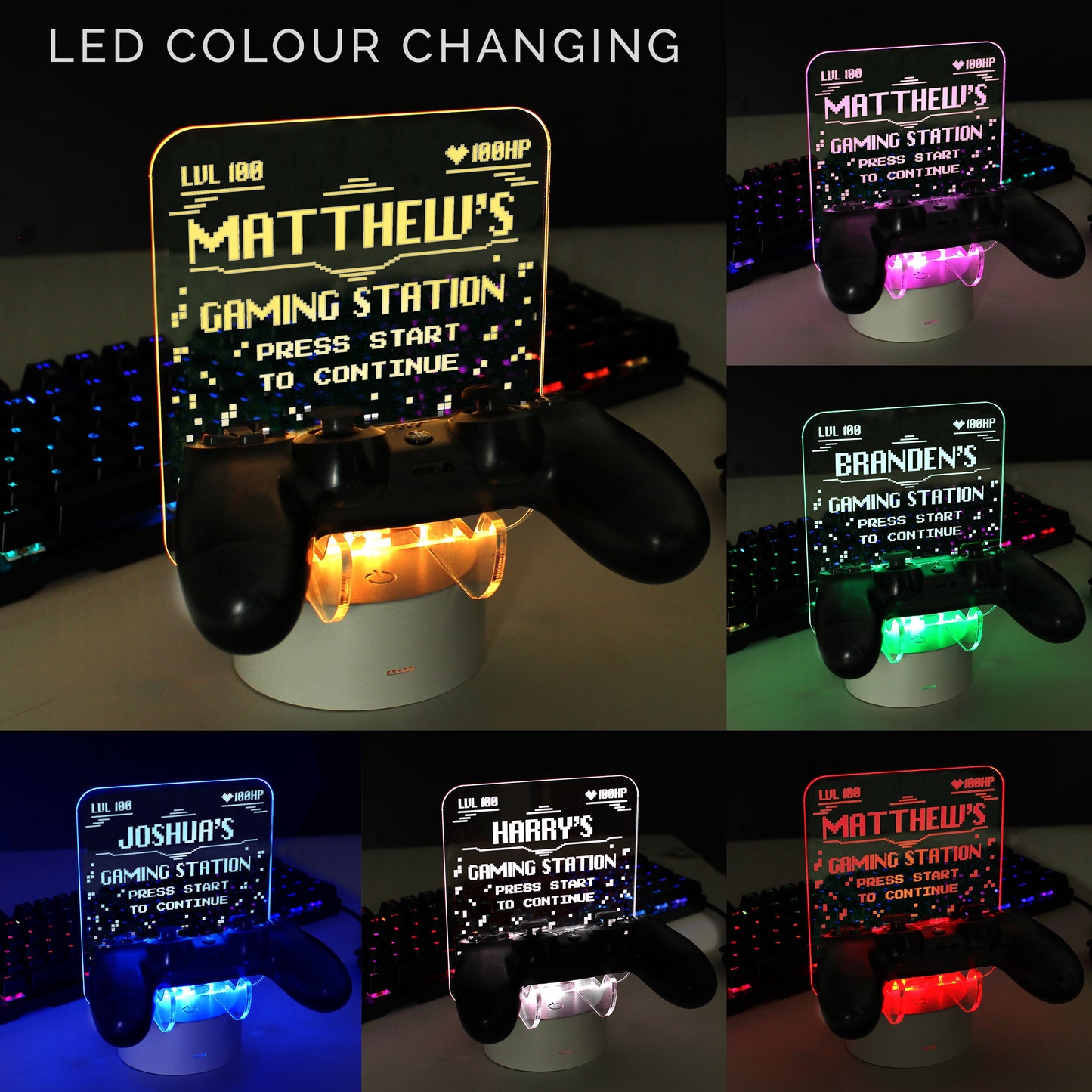 Personalised Gaming Controller Holder LED Colour Changing Light: 4 - Gaming By Gift Moments