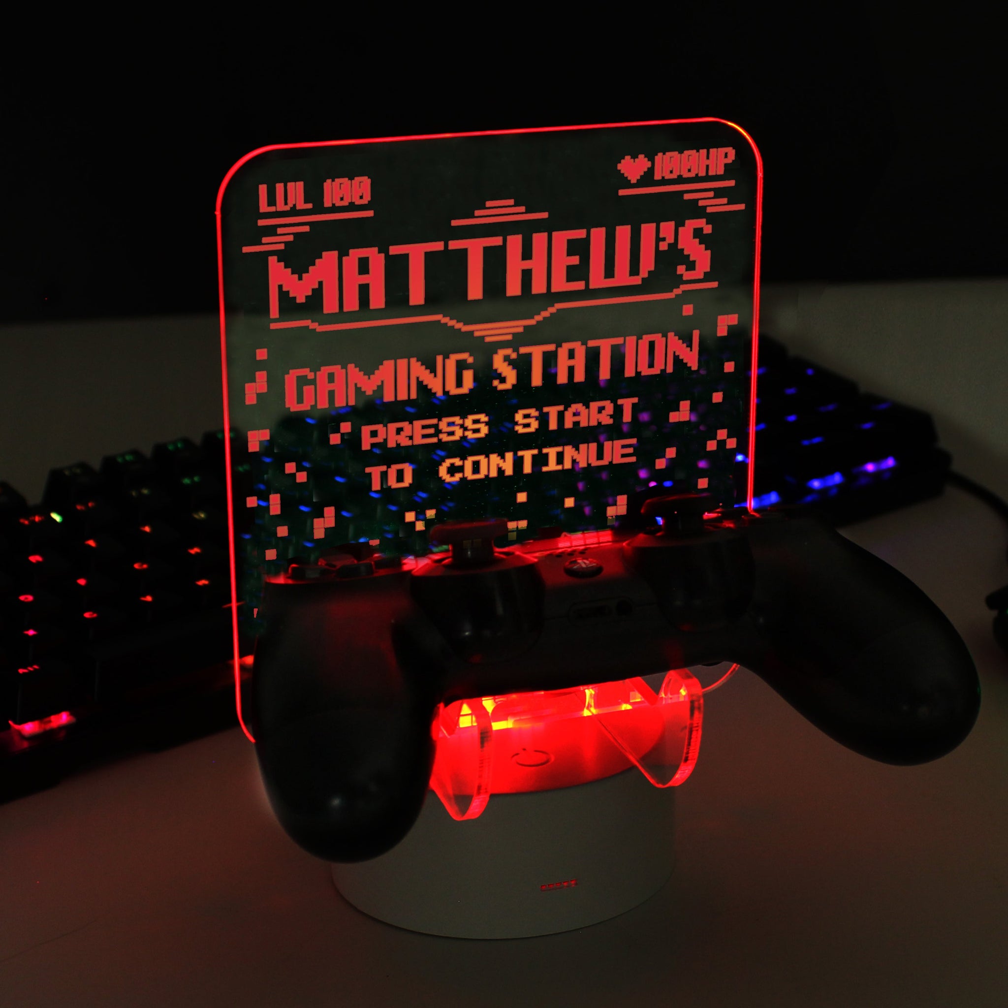 Personalised Gaming Controller Holder LED Colour Changing Light: 6 - Gaming By Gift Moments