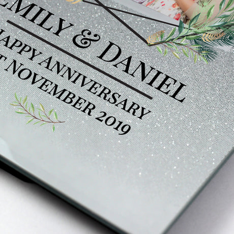 Personalised Geo Leaves 4x4 Glitter Glass Photo Frame: 3 - Photo Frames By Gift Moments