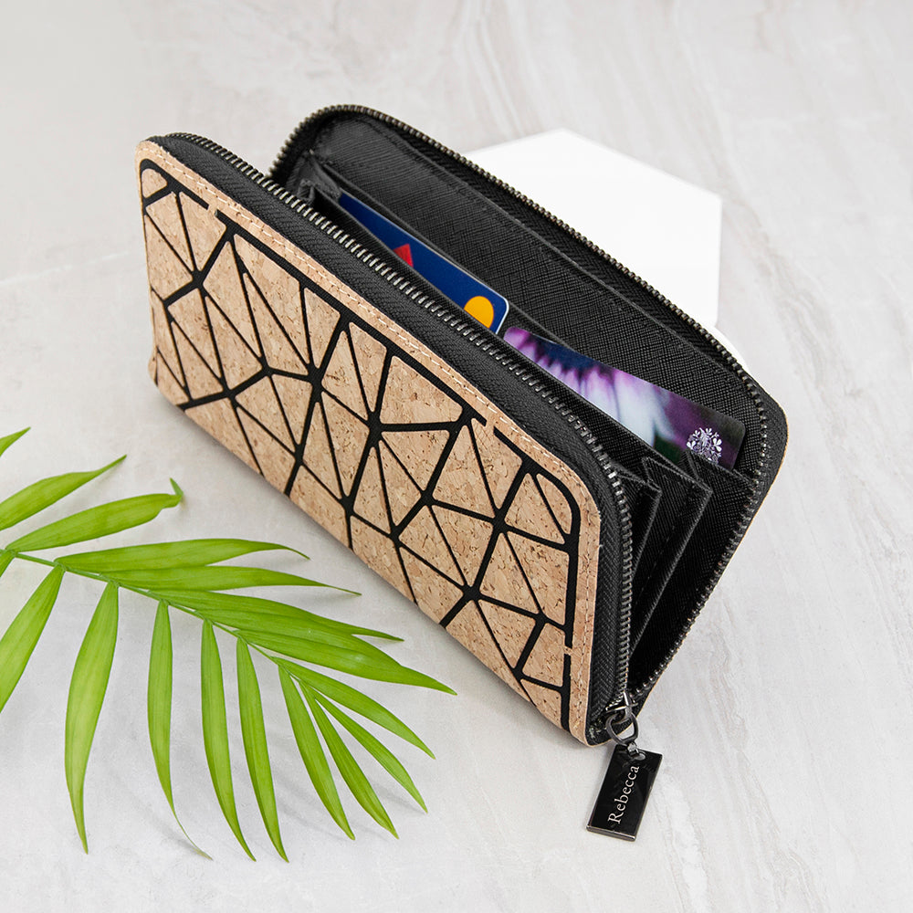Personalised Geometric Cork Zip Wallet: 2 - Bags & Purses By Gift Moments