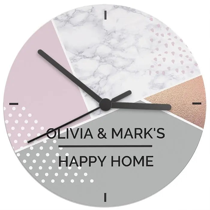 Personalised Geometric Glass Clock: 2 - Clocks By Gift Moments