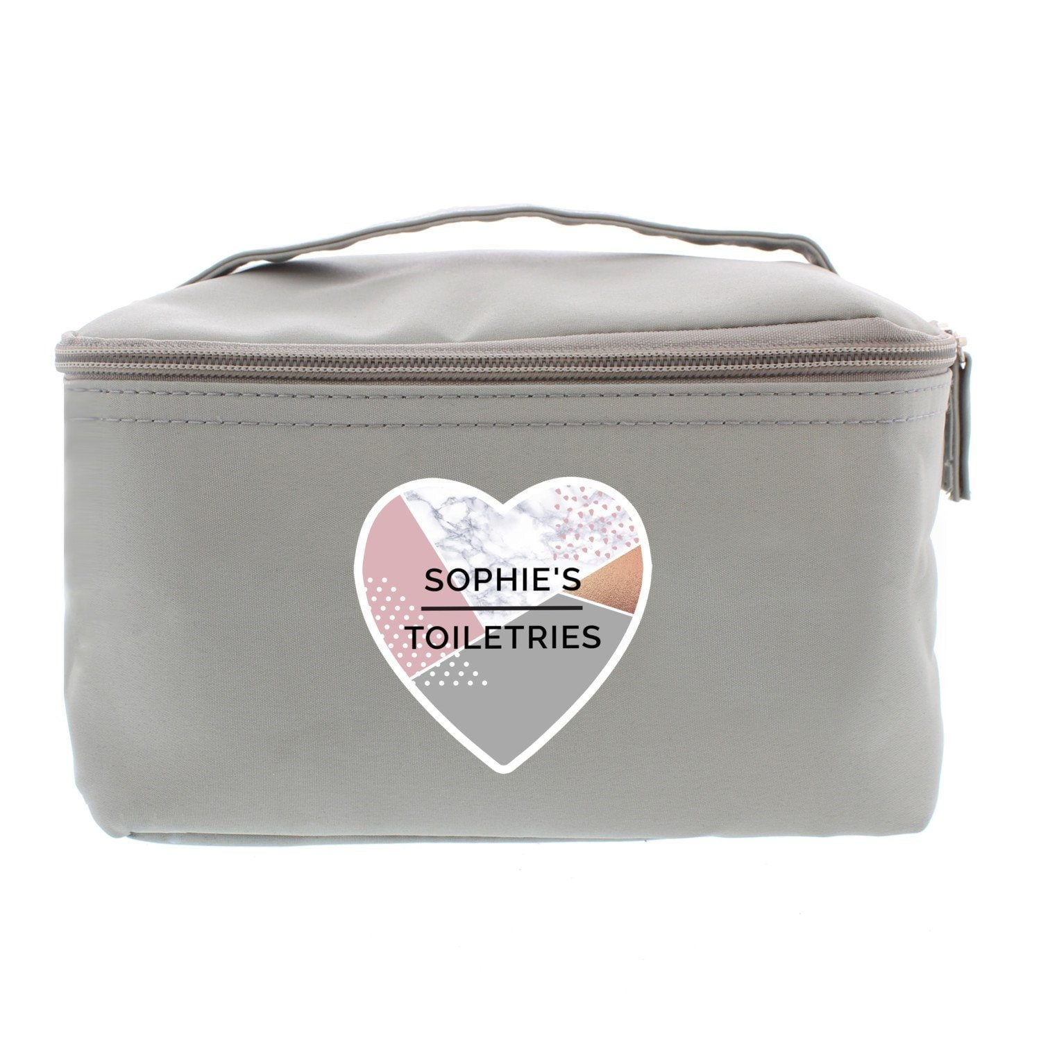 Personalised Geometric Grey Toiletry Bag: 4 - Toiletry & Makeup Bags By Gift Moments