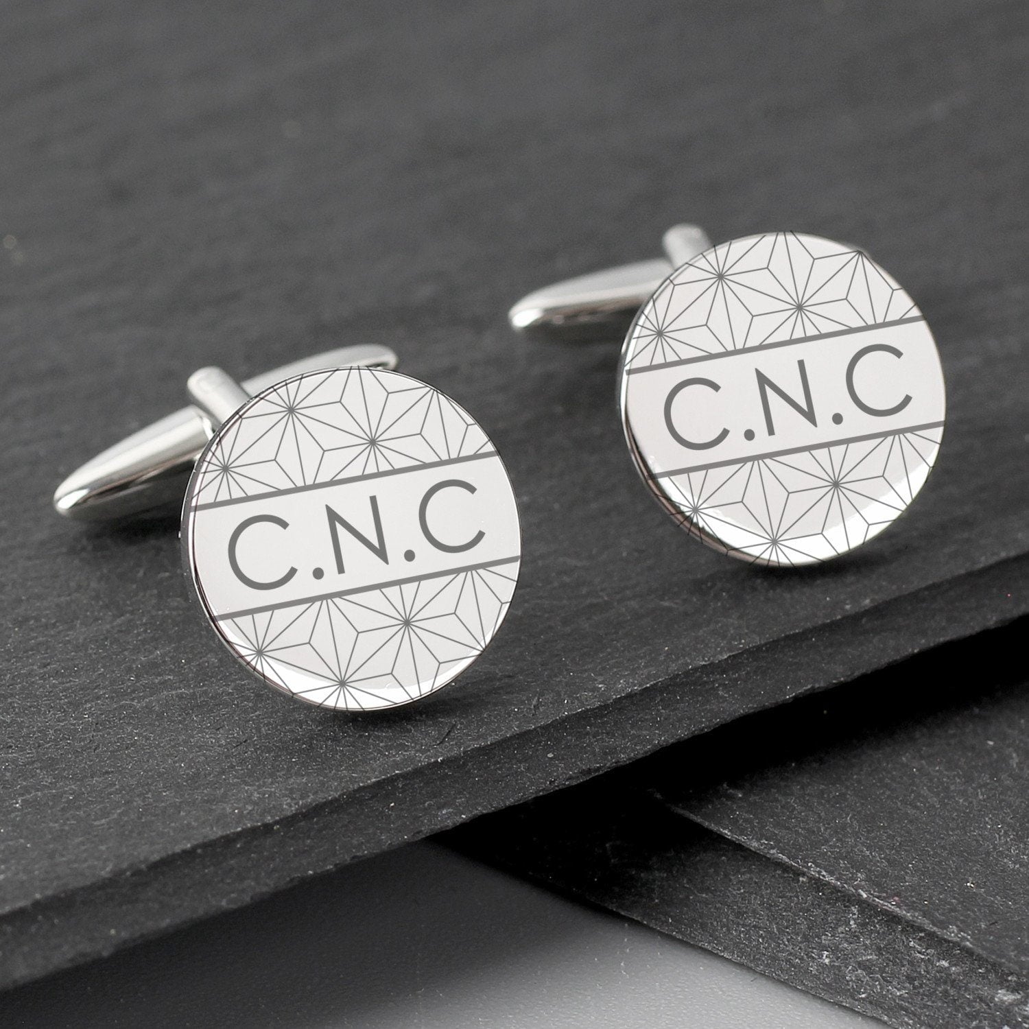 Personalised Geometric Round Cufflinks: 3 - Cufflinks & Tie Slides By Gift Moments