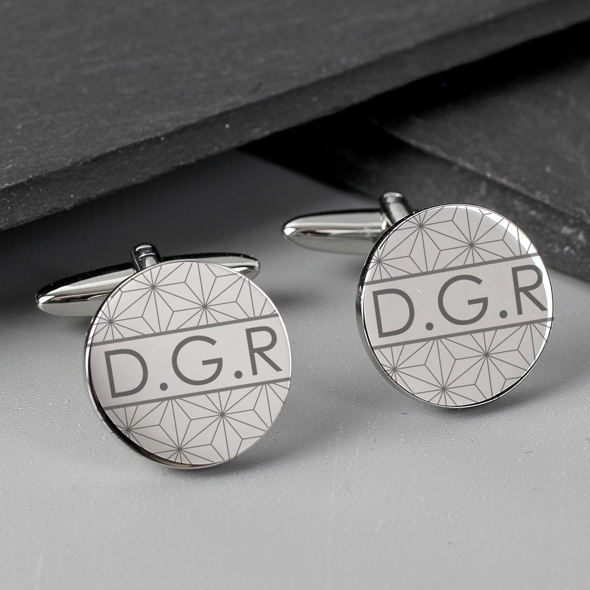 Personalised Geometric Round Cufflinks: 1 - Cufflinks & Tie Slides By Gift Moments