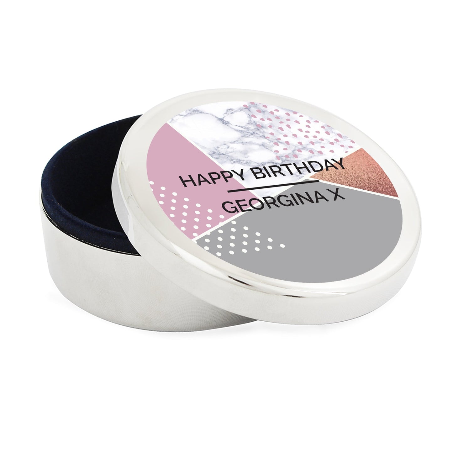 Personalised Geometric Round Trinket Box: 3 - Trinket Boxes By Gift Moments