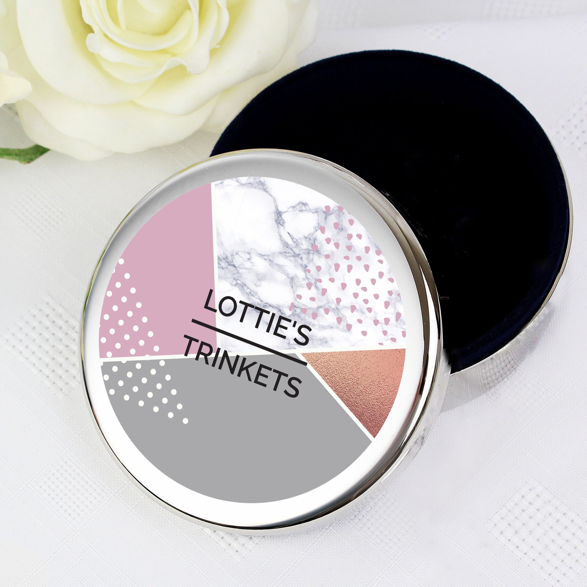 Personalised Geometric Round Trinket Box: 4 - Trinket Boxes By Gift Moments