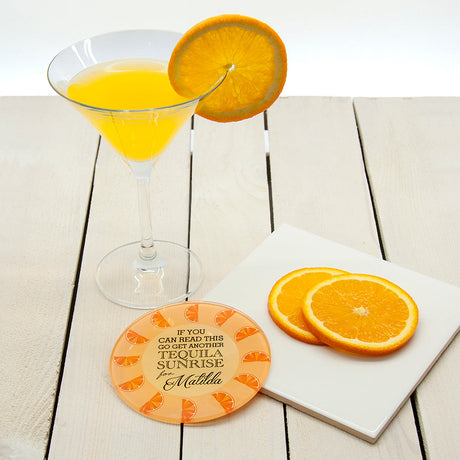 Personalised Get Me A Cocktail! Fruit Glass Coasters: 6 - Orange - Coasters By Gift Moments
