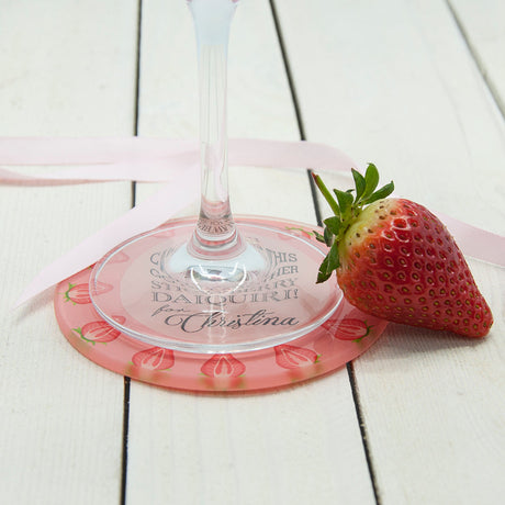 Personalised Get Me A Cocktail! Fruit Glass Coasters: 2 - Strawberry - Coasters By Gift Moments