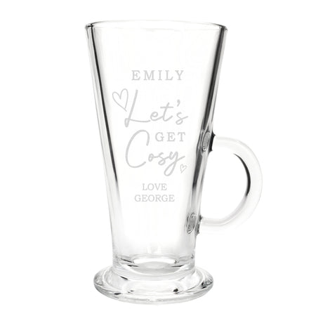Personalised Get Cosy Latte Glass: 4 - Latte Mugs By Gift Moments