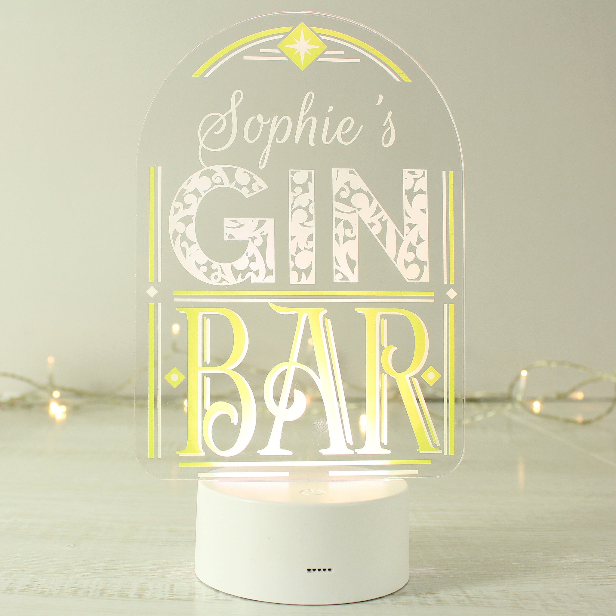 Personalised Gin Bar LED Colour Changing Night Light: 2 - LED Lighting By Gift Moments
