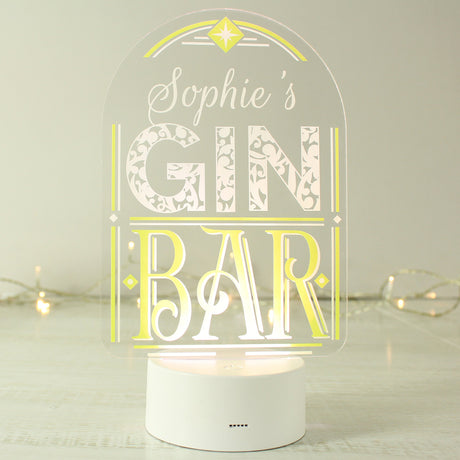 Personalised Gin Bar LED Colour Changing Night Light: 2 - LED Lighting By Gift Moments