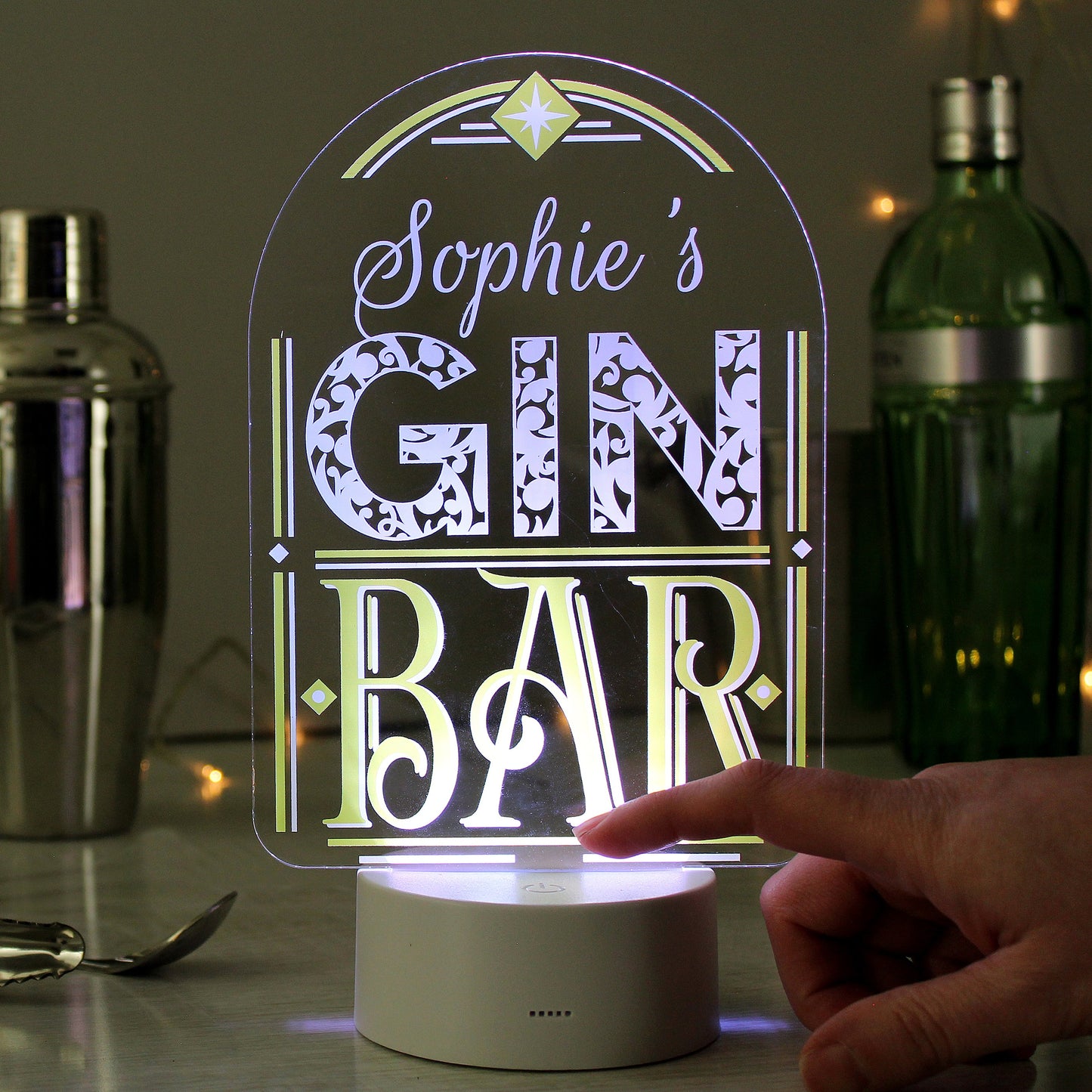Personalised Gin Bar LED Colour Changing Night Light: 4 - LED Lighting By Gift Moments