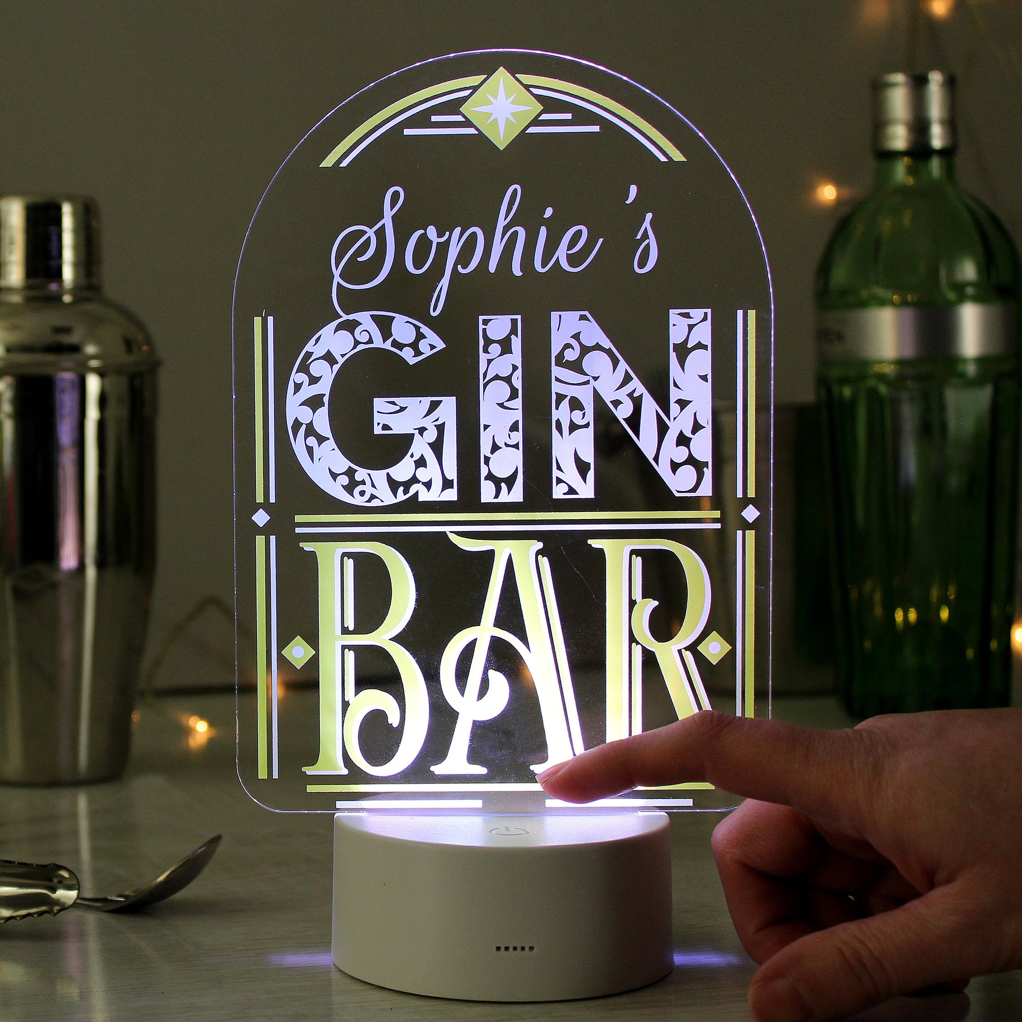 Personalised Gin Bar LED Colour Changing Night Light: 4 - LED Lighting By Gift Moments