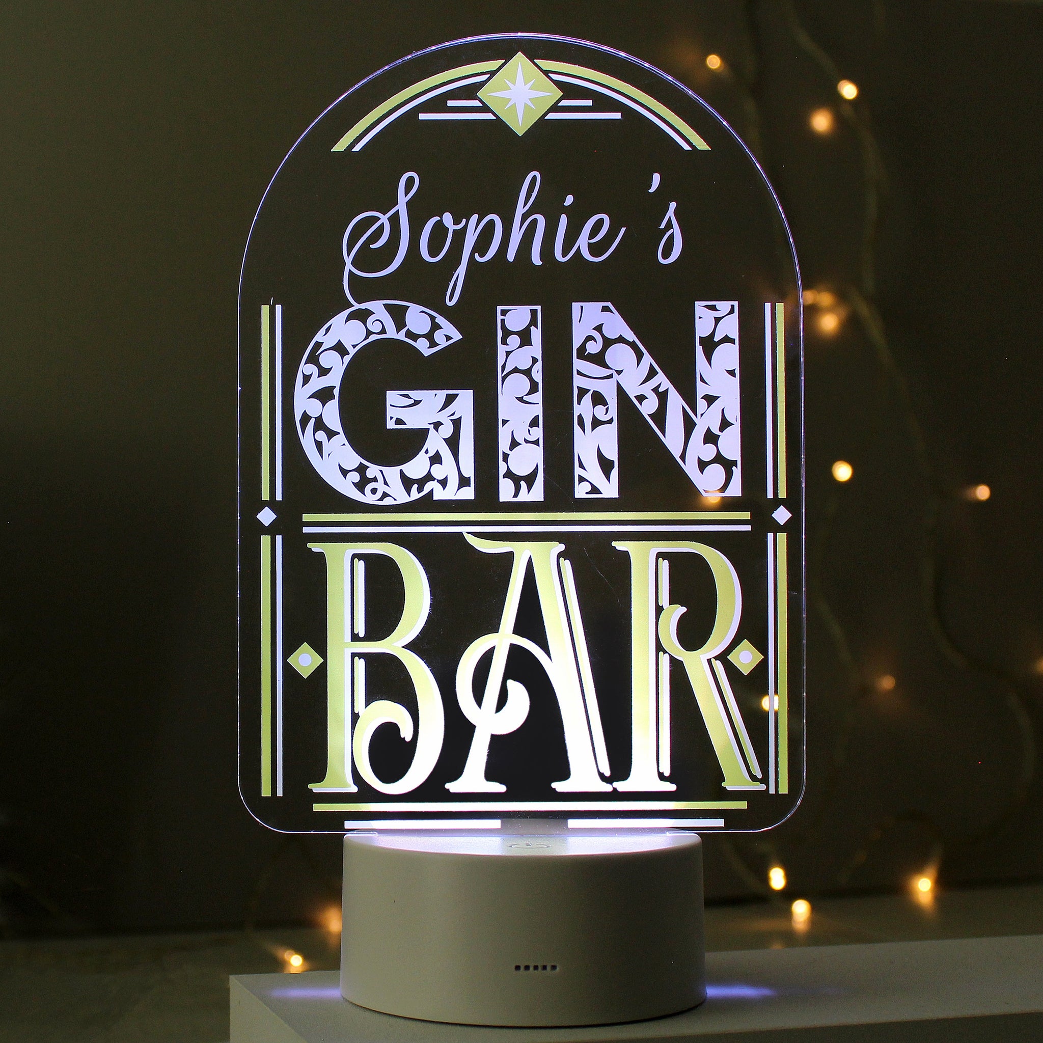 Personalised Gin Bar LED Colour Changing Night Light: 6 - LED Lighting By Gift Moments
