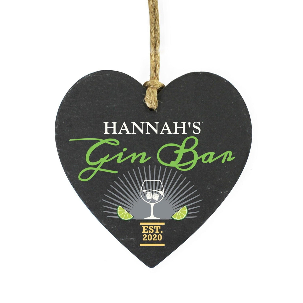 Personalised Gin Bar Slate Heart Decoration: 3 - Decorations By Gift Moments