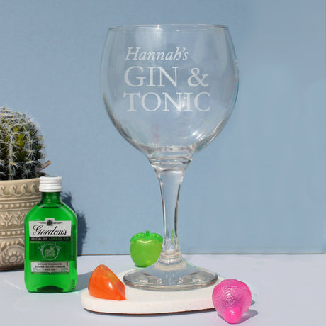 Personalised Gin & Tonic Glass Gift Set: 4 - Alcohol Sets By Gift Moments