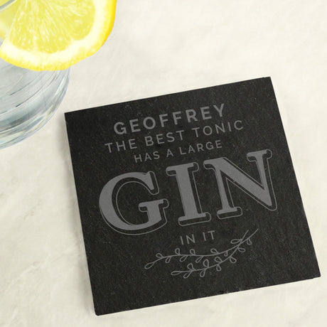 Personalised Gin & Tonic Single Slate Coaster: 2 - Coasters By Gift Moments