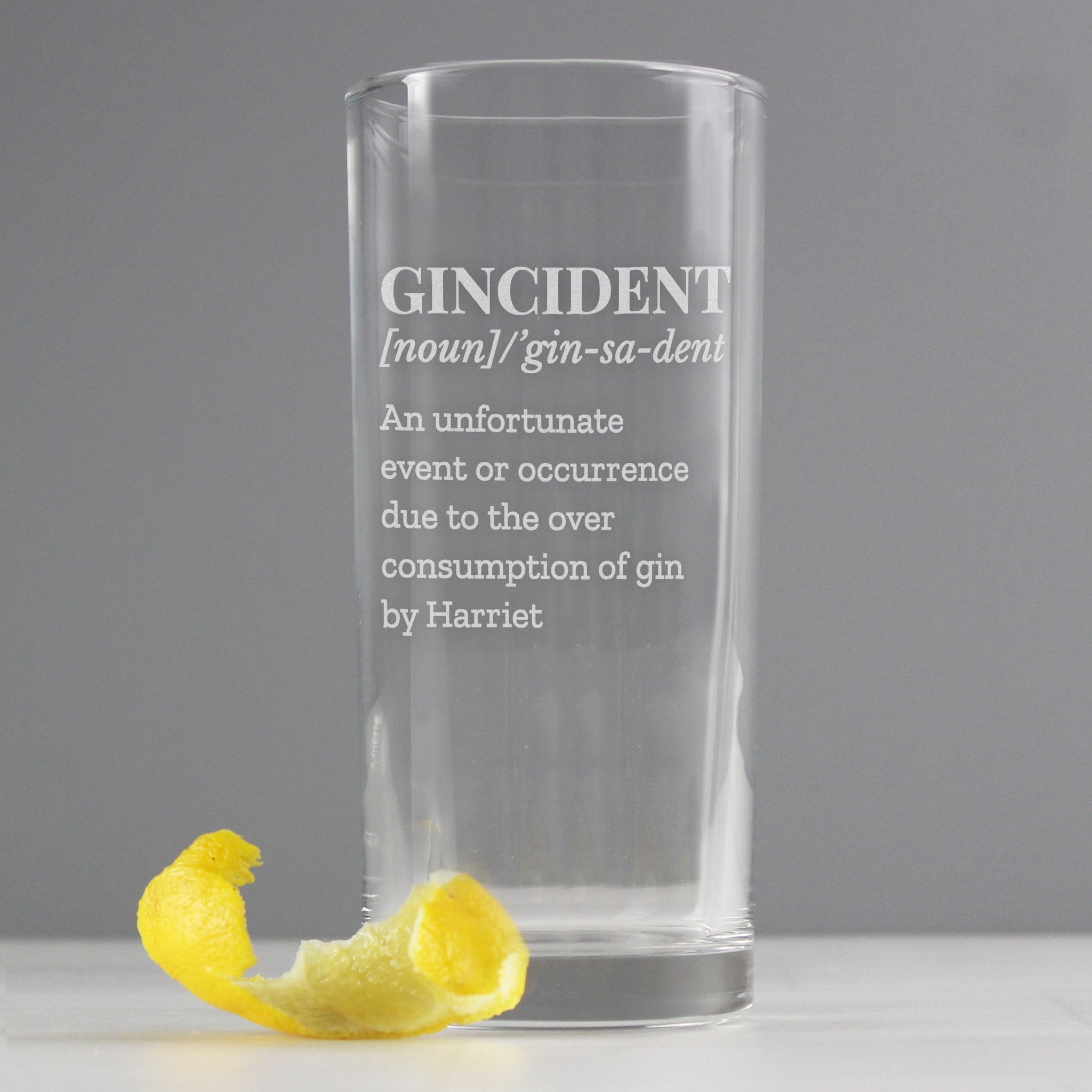 Personalised Gincident Hi Ball Glass: 3 - Highball Glasses By Gift Moments