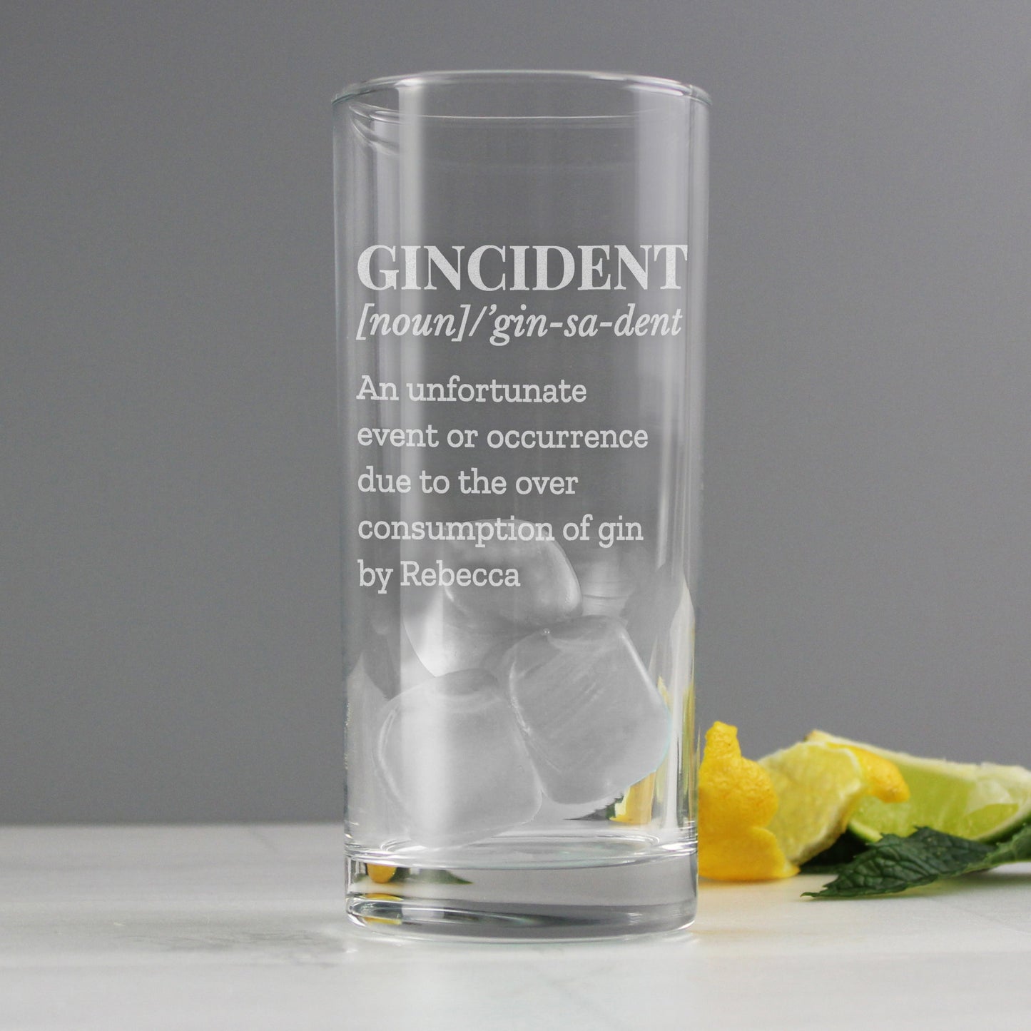 Personalised Gincident Hi Ball Glass: 6 - Highball Glasses By Gift Moments