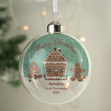 Personalised Gingerbread House Christmas Glass Bauble: 1 - Christmas Baubles By Gift Moments