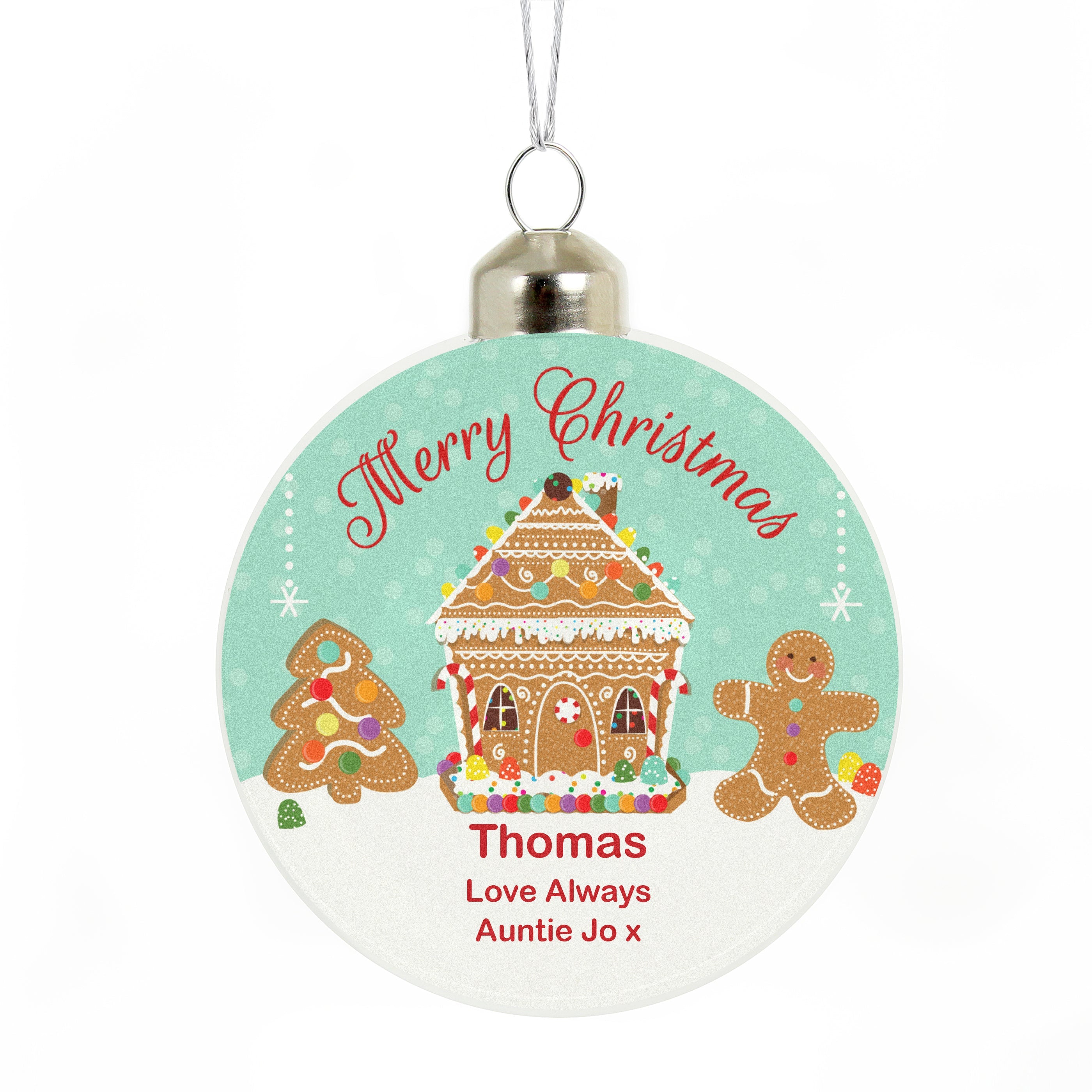 Personalised Gingerbread House Christmas Glass Bauble - Shop Christmas Baubles At Gift Moments - 4