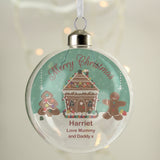 Personalised Gingerbread House Christmas Glass Bauble: 2 - Christmas Baubles By Gift Moments