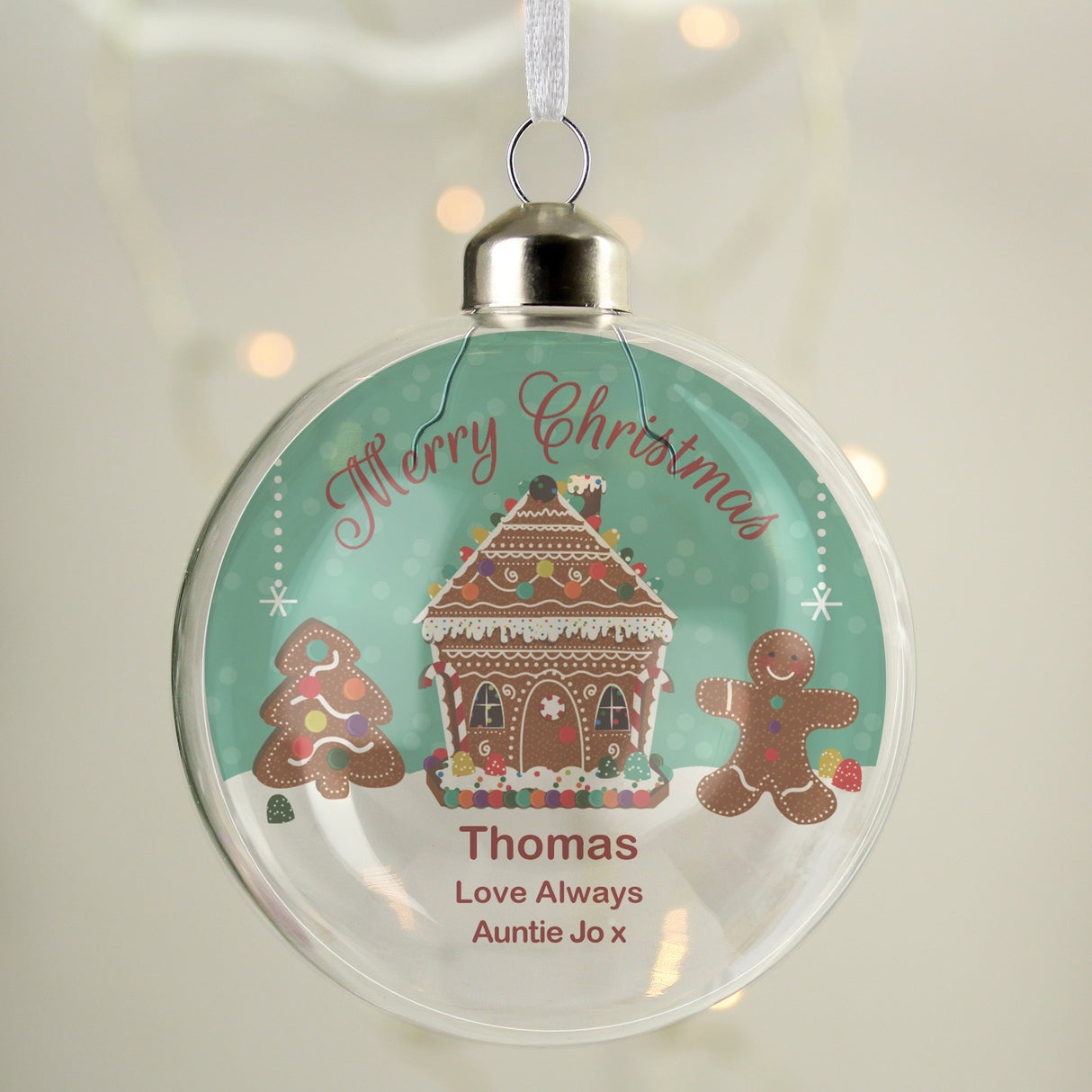 Personalised Gingerbread House Christmas Glass Bauble: 3 - Christmas Baubles By Gift Moments