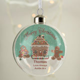 Personalised Gingerbread House Christmas Glass Bauble: 3 - Christmas Baubles By Gift Moments
