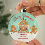 Personalised Gingerbread House Christmas Glass Bauble: 2 - Christmas Baubles By Gift Moments