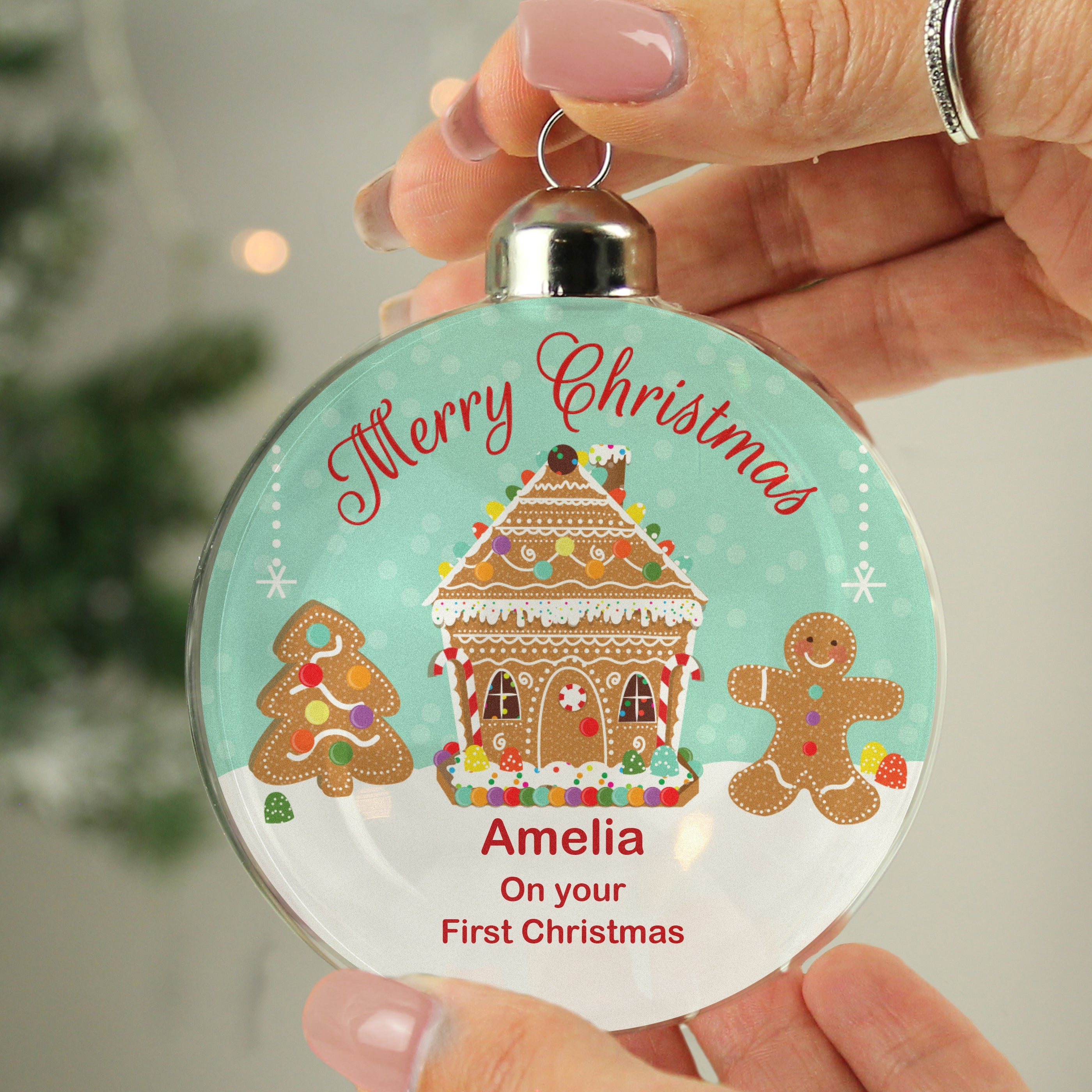 Personalised Gingerbread House Christmas Glass Bauble - Shop Christmas Baubles At Gift Moments - 2