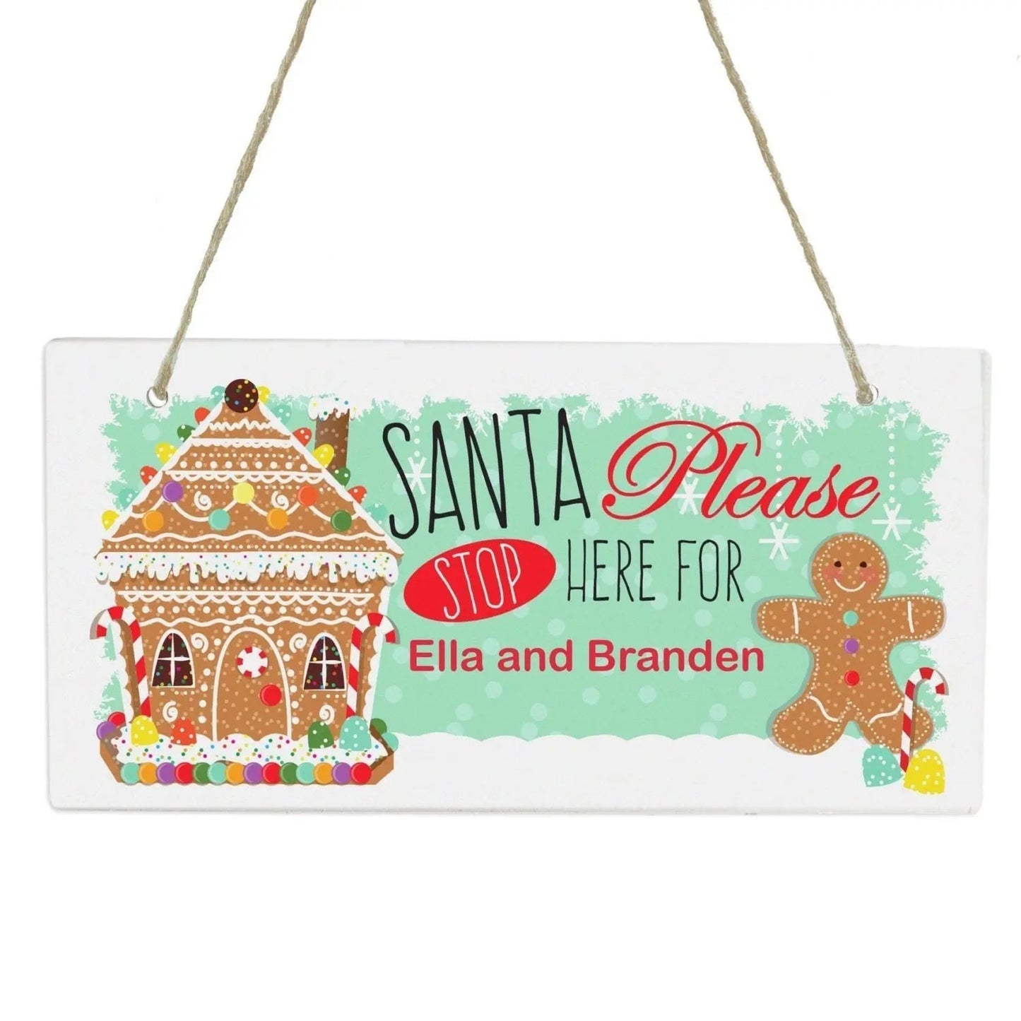 Personalised Gingerbread House Santa Stop Here Wooden Sign: 3 - Signs & Plaques By Gift Moments