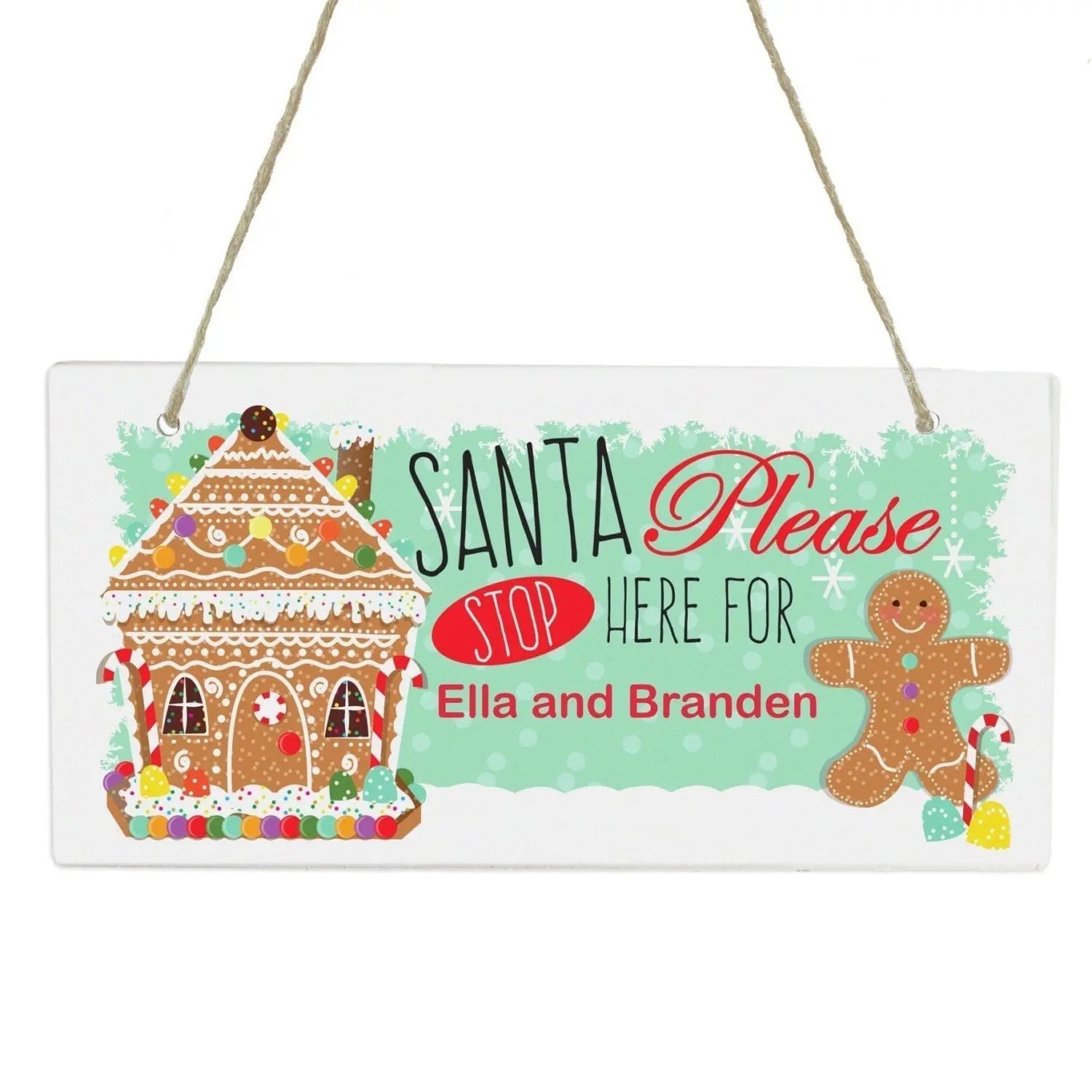 Personalised Gingerbread House Santa Stop Here Wooden Sign: 3 - Signs & Plaques By Gift Moments
