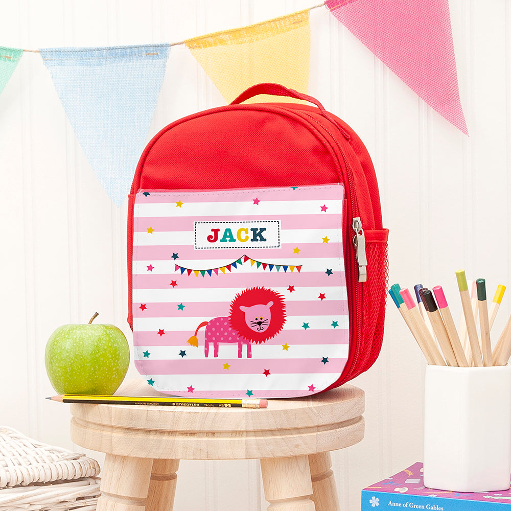 Personalised Girl’s Circus Themed Red Lunch Bags: 1 - Lion - Lunch Boxes & Bags By Gift Moments