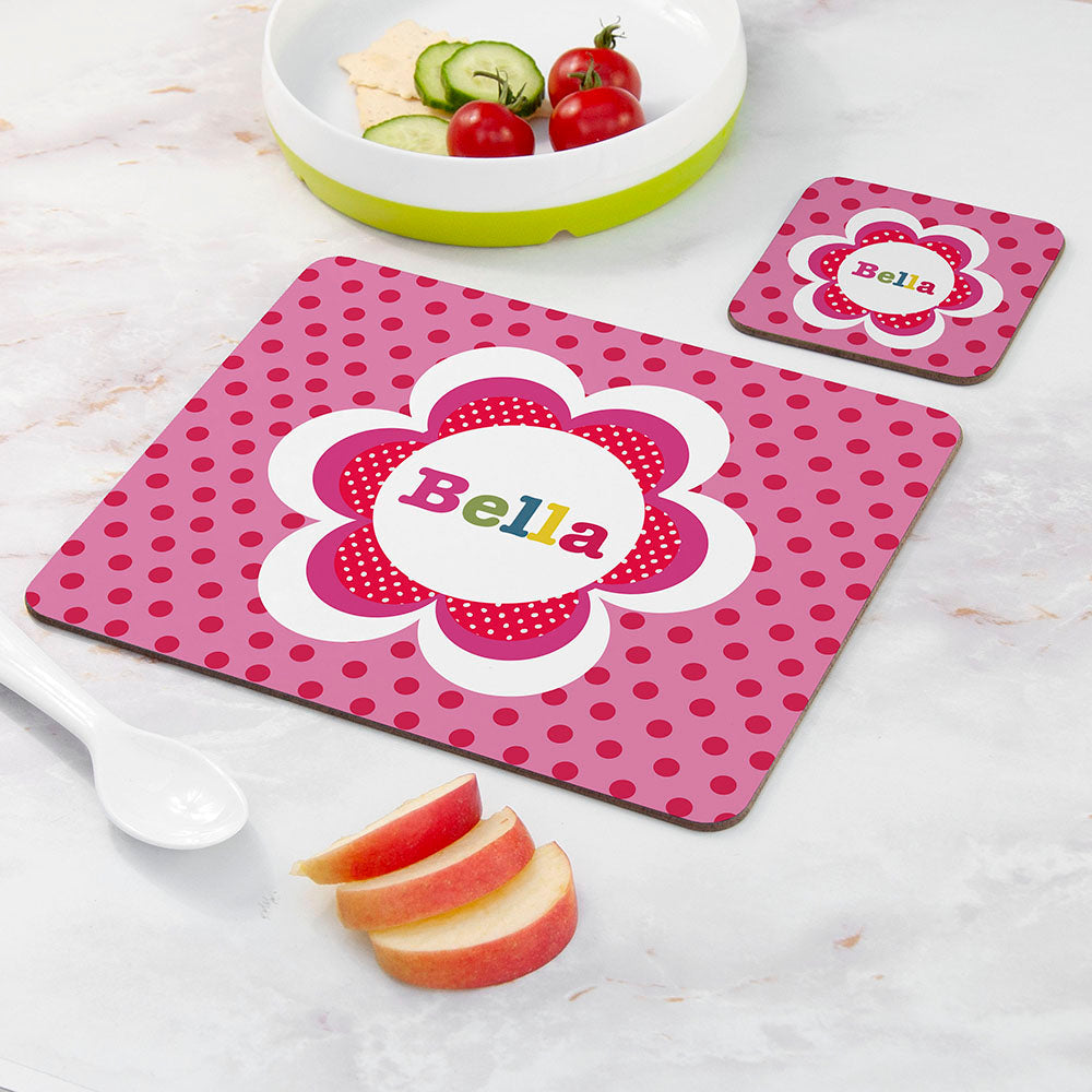 Personalised Girl’s Floral Placemat & Coaster Sets: 8 - Placemats By Gift Moments