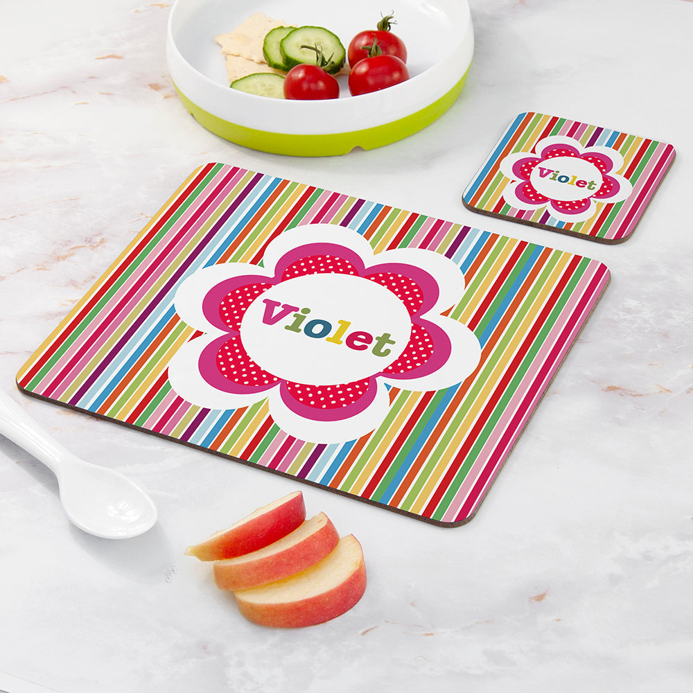 Personalised Girl’s Floral Placemat & Coaster Sets: 5 - Placemats By Gift Moments