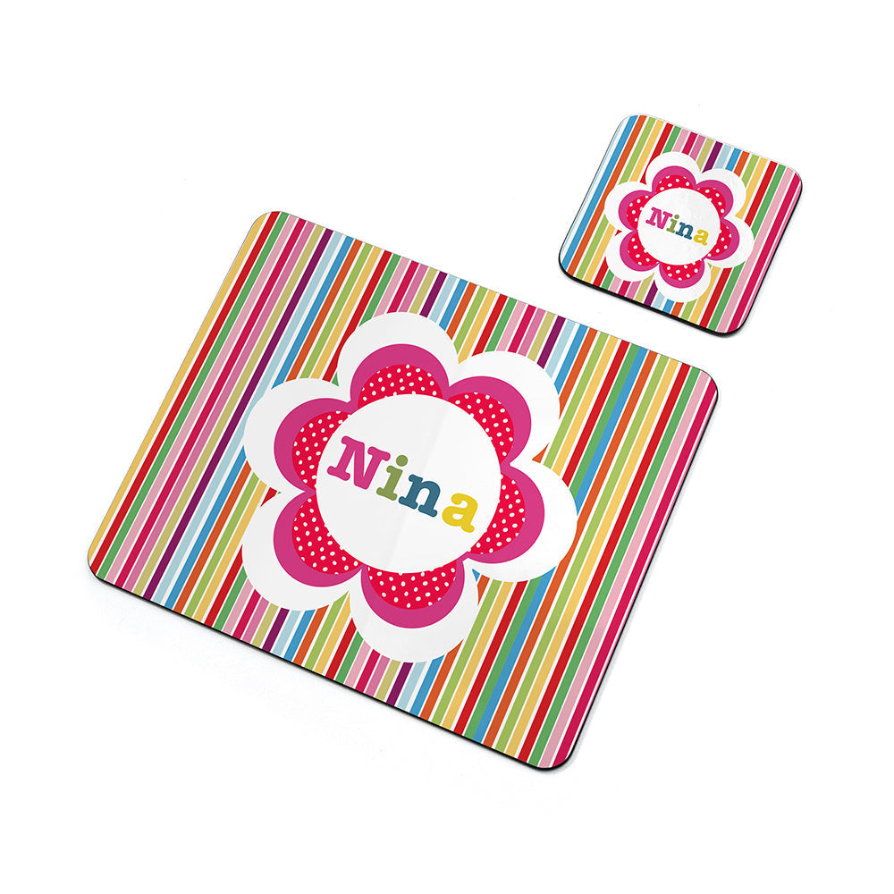 Personalised Girl’s Floral Placemat & Coaster Sets: 12 - Placemats By Gift Moments