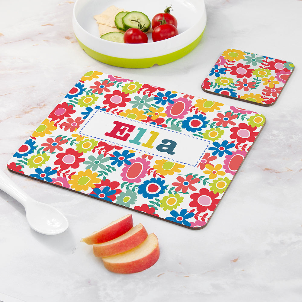 Personalised Girl’s Patterned Placemat & Coaster Sets: 7 - Placemats By Gift Moments
