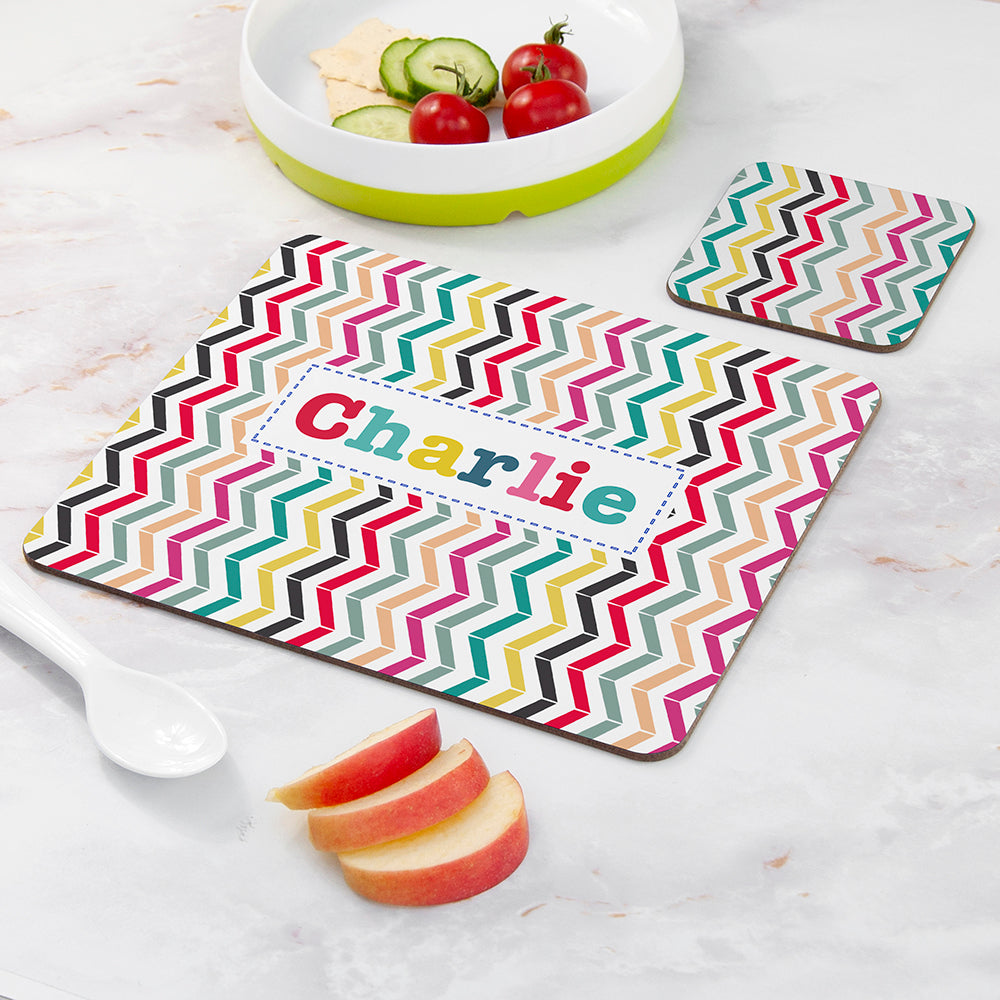 Personalised Girl’s Patterned Placemat & Coaster Sets: 8 - Placemats By Gift Moments