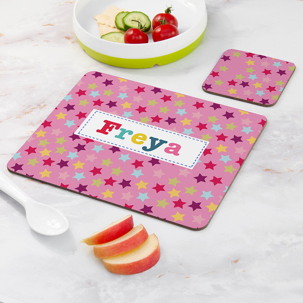 Personalised Girl’s Patterned Placemat & Coaster Sets: 10 - Placemats By Gift Moments