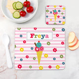 Personalised Girl’s Placemat & Coaster Sets: 10 - Ice Cream - Placemats By Gift Moments