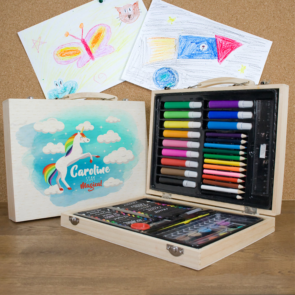 Personalised Girls Rainbow Unicorn Colouring In Set: 1 - Pencil Cases & Sets By Gift Moments