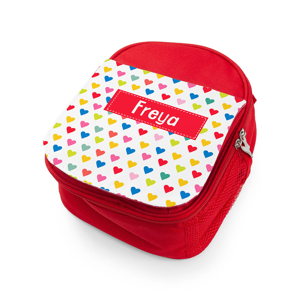 Personalised Red Patterned Lunch Bag for Girls: 7 - Lunch Boxes & Bags By Gift Moments