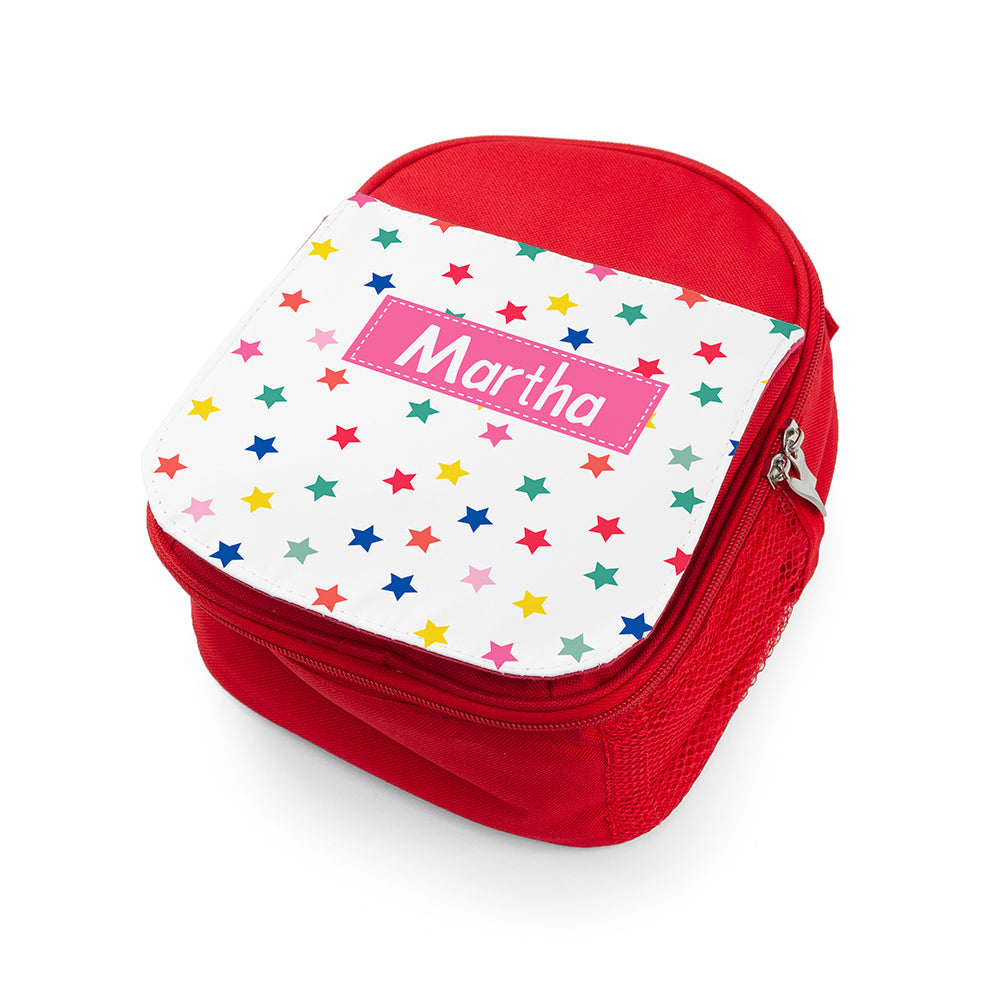 Personalised Red Patterned Lunch Bag for Girls: 9 - Lunch Boxes & Bags By Gift Moments